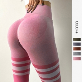 Women seamless yoga suit sports stripe tights