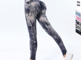 Women seamless yoga leggings Jacquard buttocks tie dyed gym fitness pants